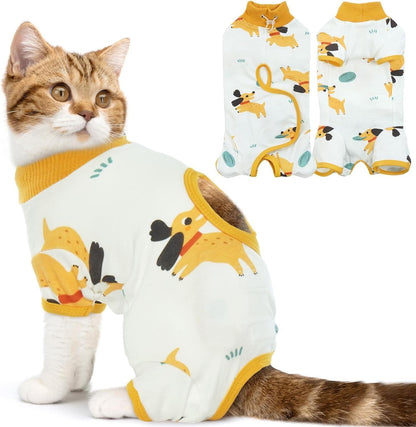 DENTRUN Cat Surgery Recovery Suit Female Male Soft Onesie, Kitten Surgical Collar Cone Alternative Shirt, Abdominal Wounds Anti-Licking Pajama for Small Pets Spay, Cat Body Suit Post Surgery - Image 12