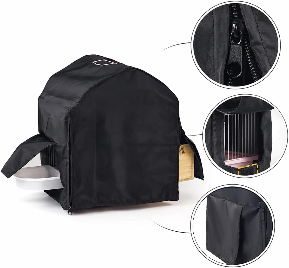 Marsrut bird cage cover zipper closure detail