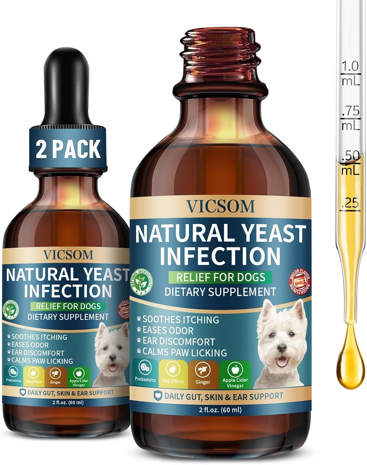 VICSOM Natural Dog Yeast Infection Treatment for Dogs, Itchy Skin & Ear Treatment Natural Support Allergy Relief, Dog Yeast Infection Relief, Support Irritation, Itching & Inflammation 60ml - Image 9