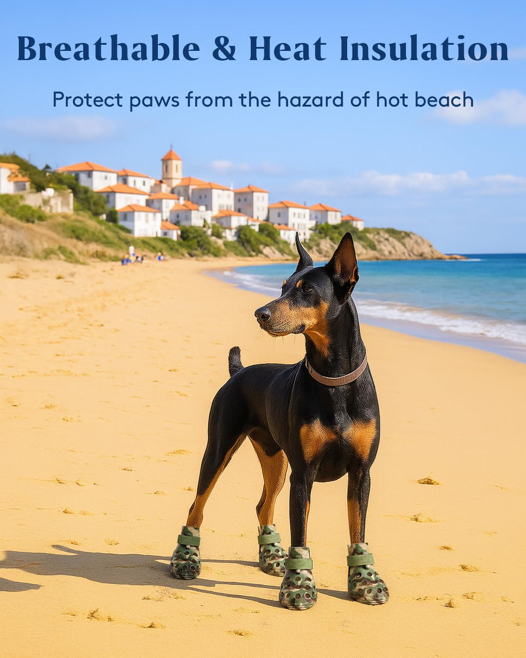 Solowinner breathable silicone dog boots with velcro strap