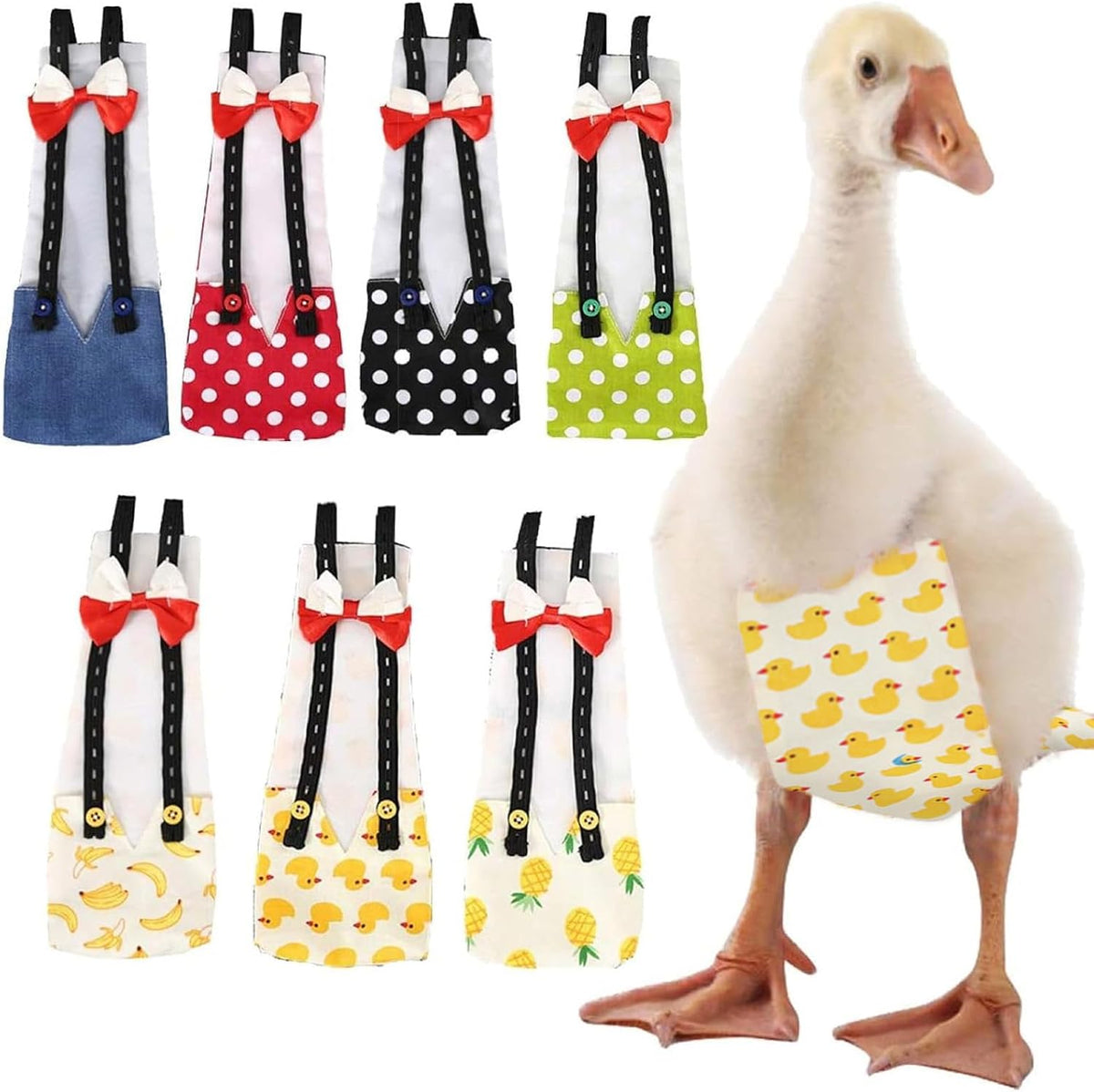 QBLEEV pet cole duck diaper front view showing yellow duck pattern