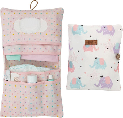Hamur Home baby diaper bag organizer elephant pattern front view