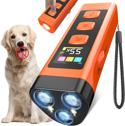 Xifrus ultrasonic dog bark deterrent device front view with color display