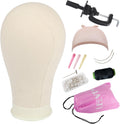 Leeven poly canvas block head professional mannequin front view for wig making styling