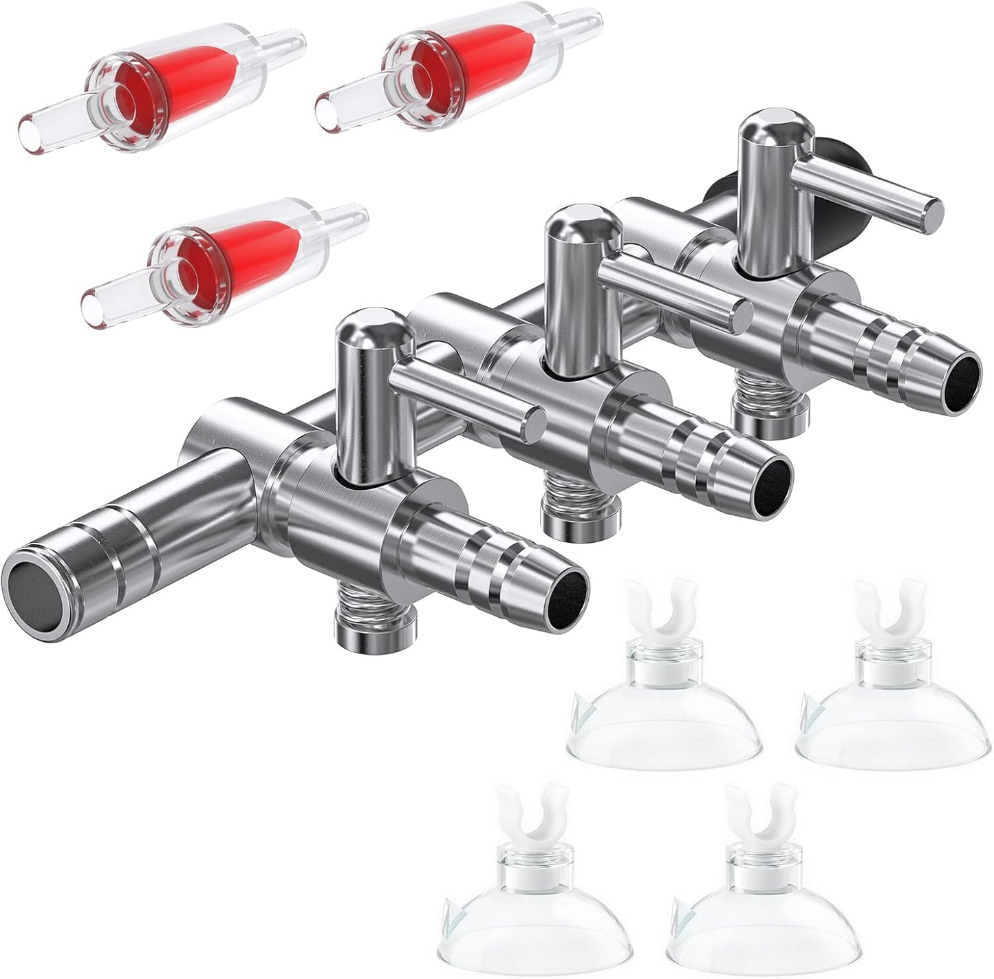 Pawfly 4-Way Aquarium Air Flow Control Lever Valve Manifold for Air Pumps Fish Tank Multi-port Distributor Splitter with 1 Non-return Check Valve and 6 Suction Cup Clips - Image 9