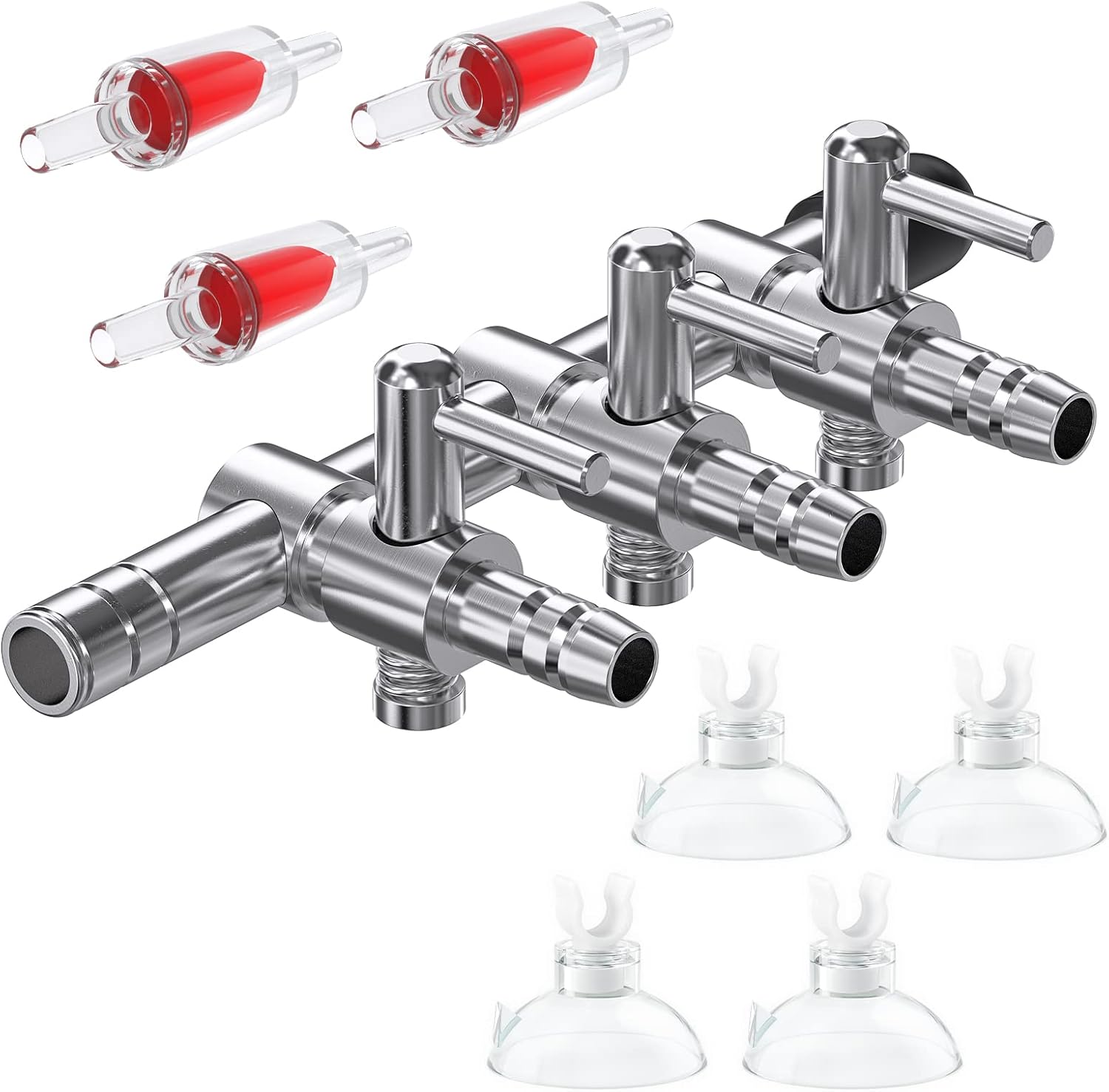 Pawfly 4-Way Aquarium Air Flow Control Lever Valve Manifold for Air Pumps Fish Tank Multi-port Distributor Splitter with 1 Non-return Check Valve and 6 Suction Cup Clips - Image 9