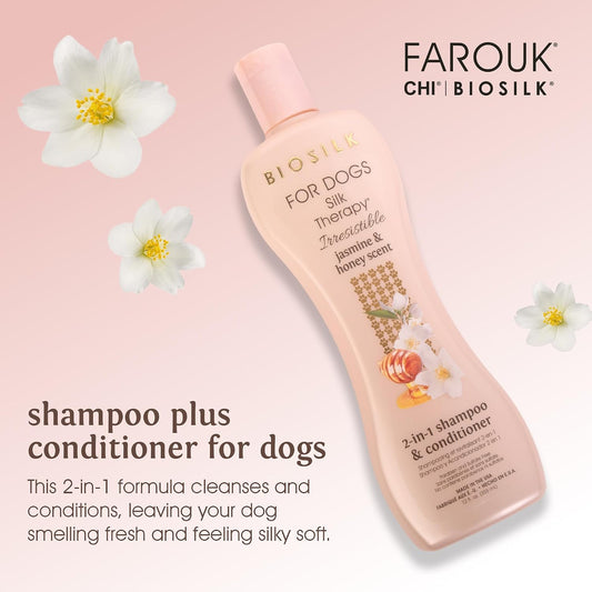 BioSilk dog silk therapy jasmine and honey scent bottle back label instructions