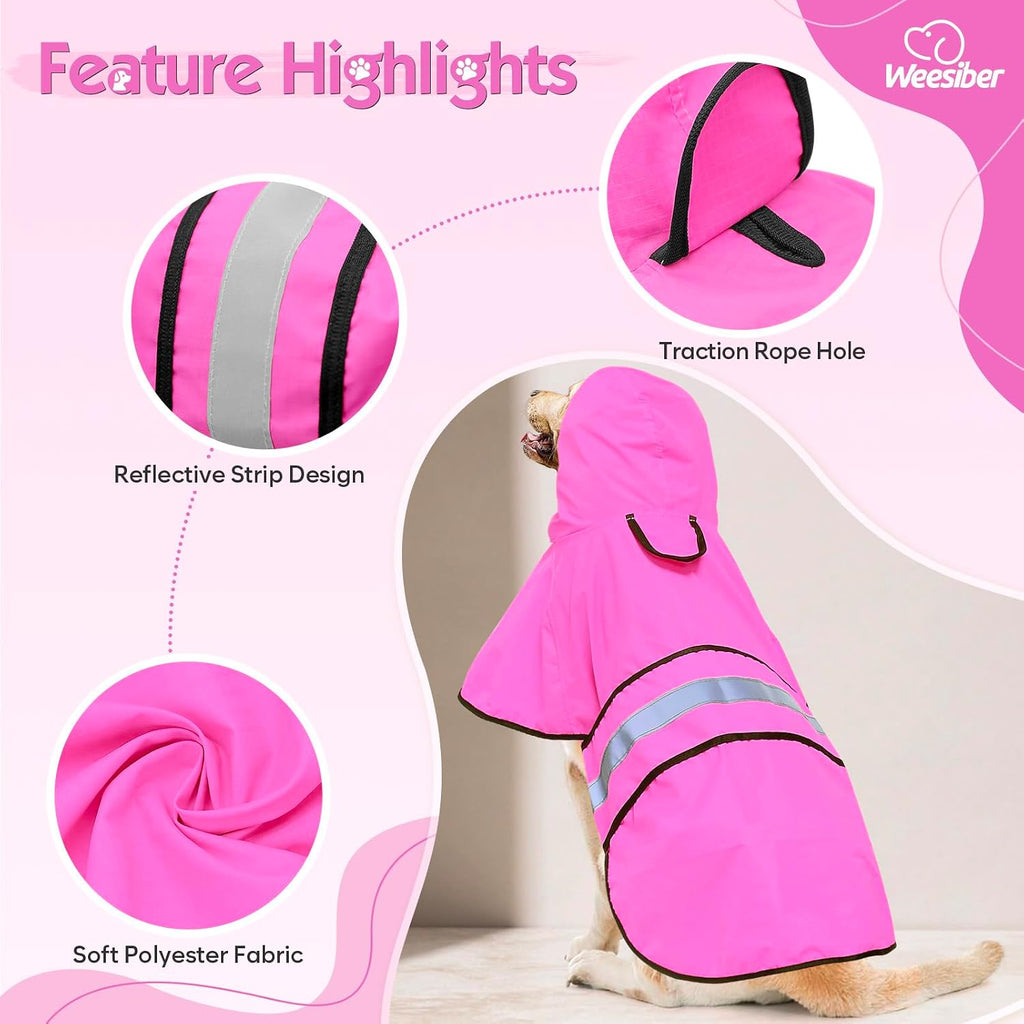Premium lightweight puppy rainwear slicker featuring built in leash hole on back