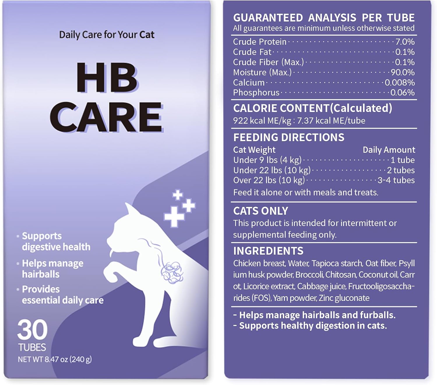 Doctor By HB Care Hairball Treatment for Cats - Hairball Relief & Digestive Support Supplement with Psyllium Husk & Fiber - Lickable Formula, Individually Packed, Chicken Flavor (30 Count) - Image 12