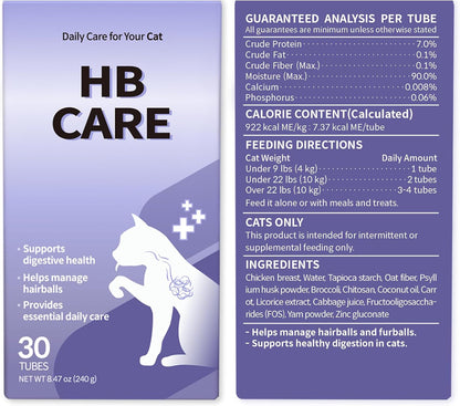 Doctor By HB Care Hairball Treatment for Cats - Hairball Relief & Digestive Support Supplement with Psyllium Husk & Fiber - Lickable Formula, Individually Packed, Chicken Flavor (30 Count) - Image 12