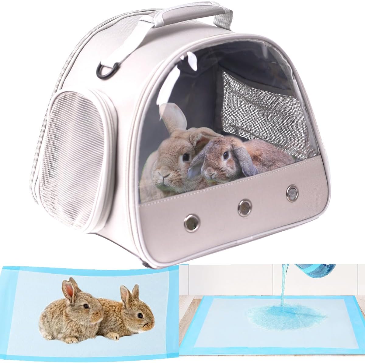 Small Animal Travel Carrier with Absorbent Pad Set, Pee Pad with Leak-Proof Quick-Dry Design for Guinea Pig,Portable Bearded Dragon Bag for Sugar Glider,Hedgehog,Rat,Bunny,Rat - Image 9