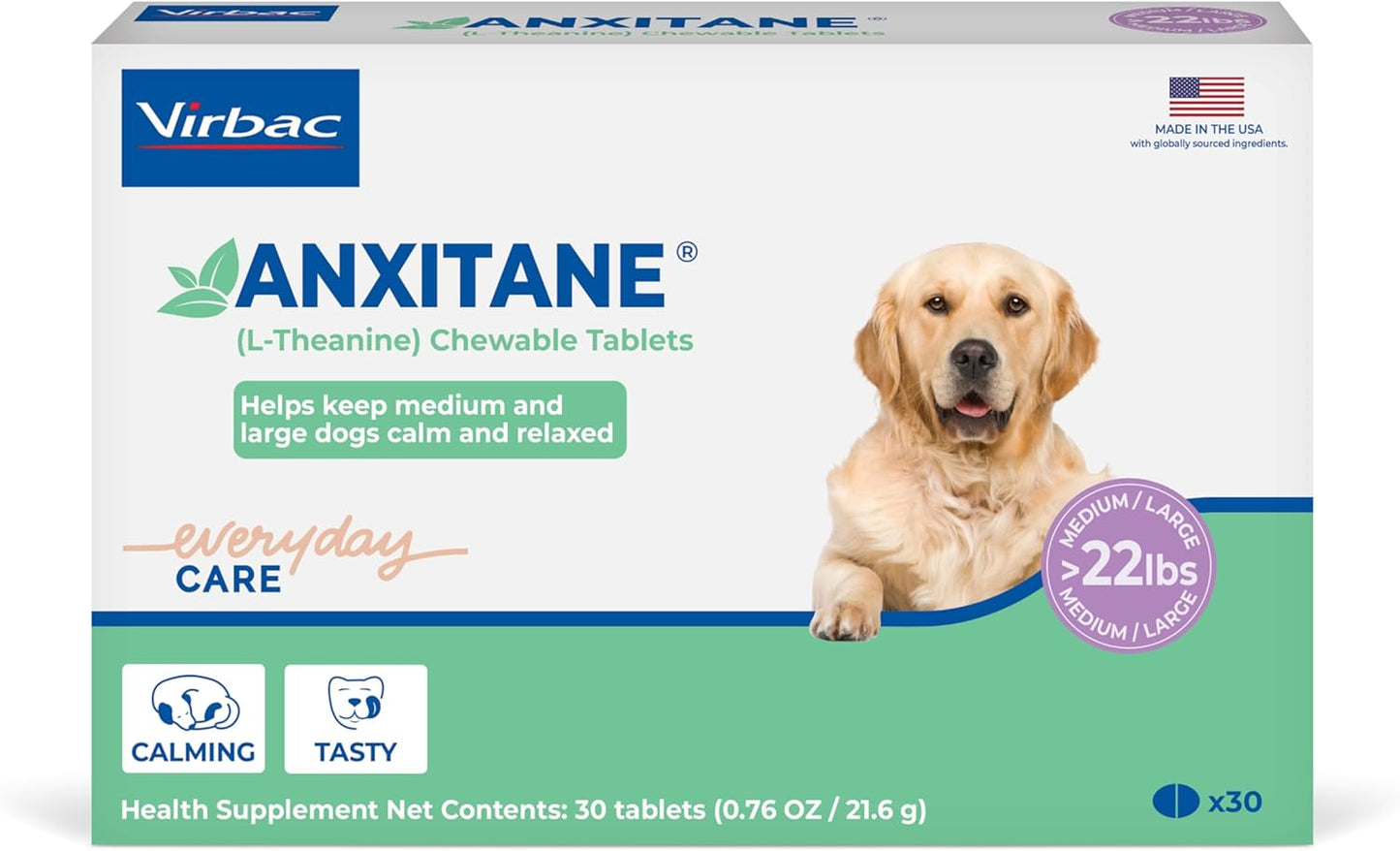 Premium pet relaxation supplement bottle for managing thunderstorm and travel anxiety