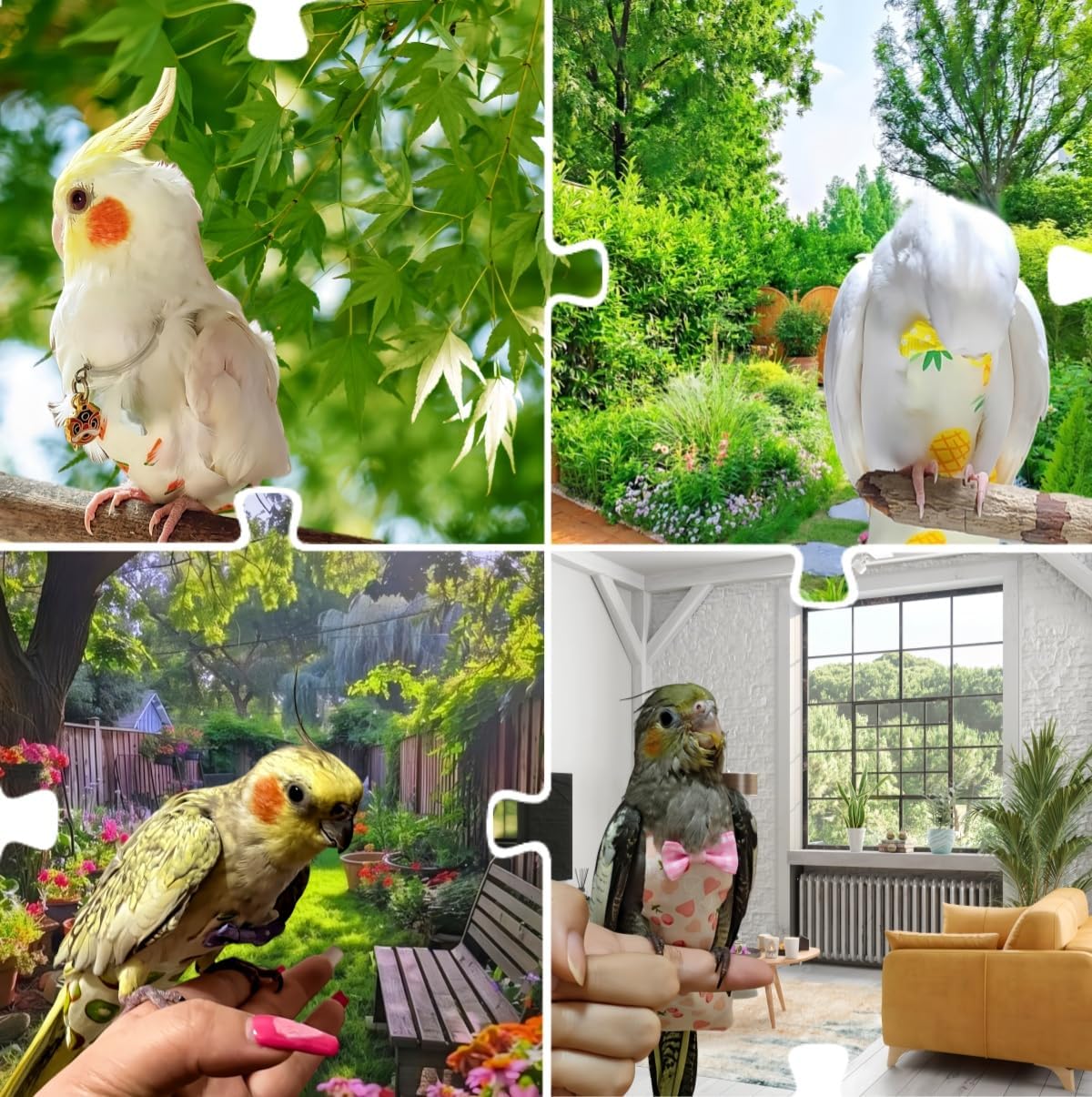 Complete five piece set of reusable parrot flight suits