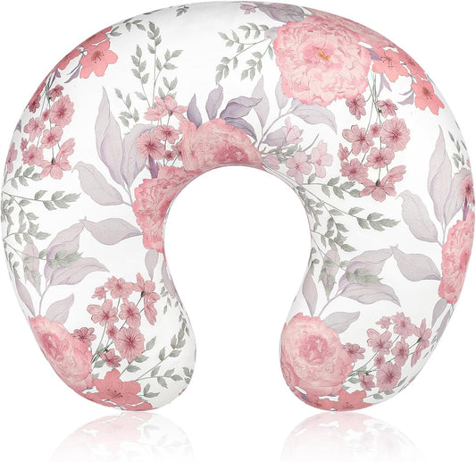 HNHUAMING nursing pillow cover pink floral front view