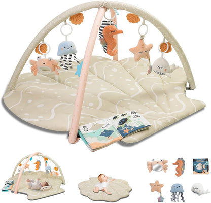 Suihuooo Oversize Shell Tummy Time Mat front view for babies