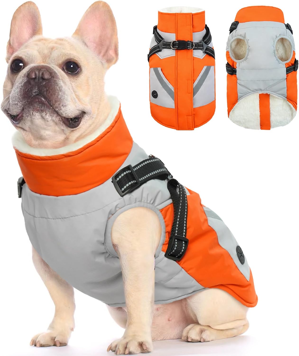 FUAMEY Dog Winter Jackets for Small Dogs,Dog Coat with Harness Built in,Waterproof Dogs Snowsuits Warm Pet Jacket Zip Up Fleece Cold Weather Coats Reflective Puppy Vest with Pocket Green XS - Image 11