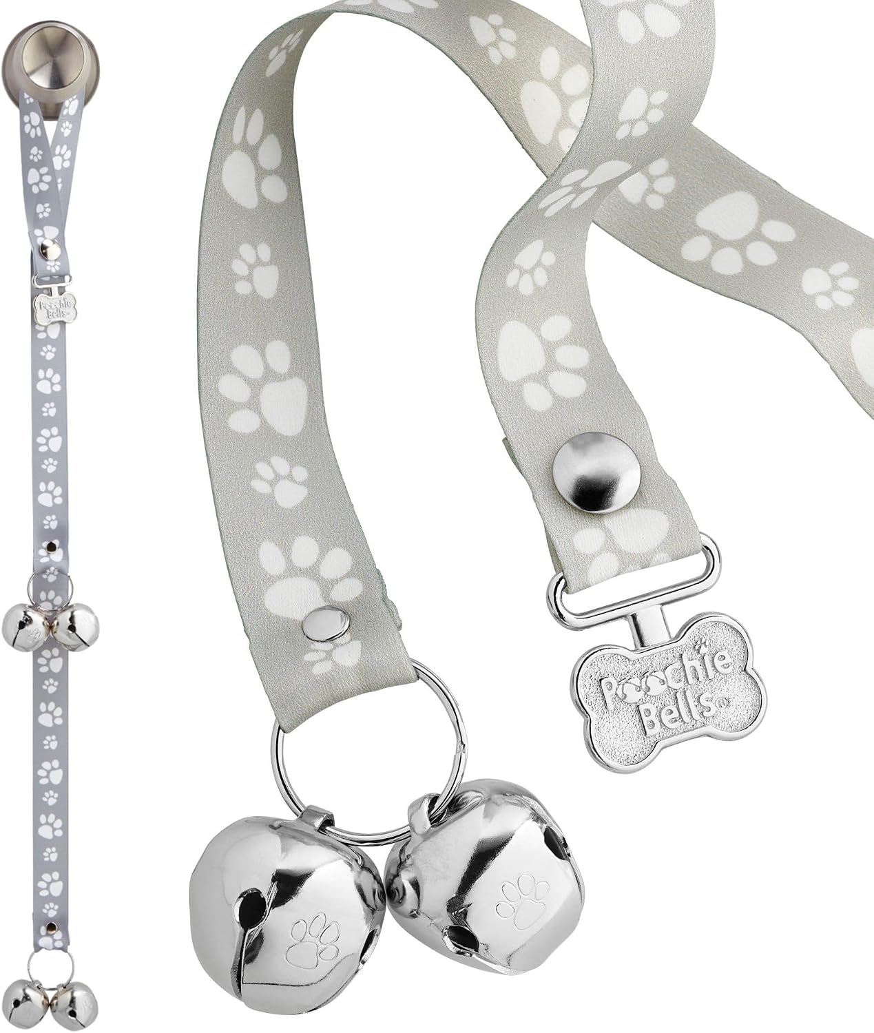 Side view of handcrafted dog potty training bells