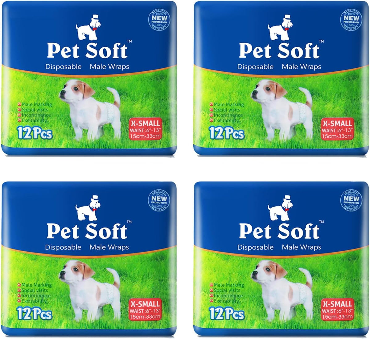 Pet Soft Disposable Male Dog Wraps - Dog Diapers for Male Dogs, Puppy Diapers 48pcs Small - Image 12