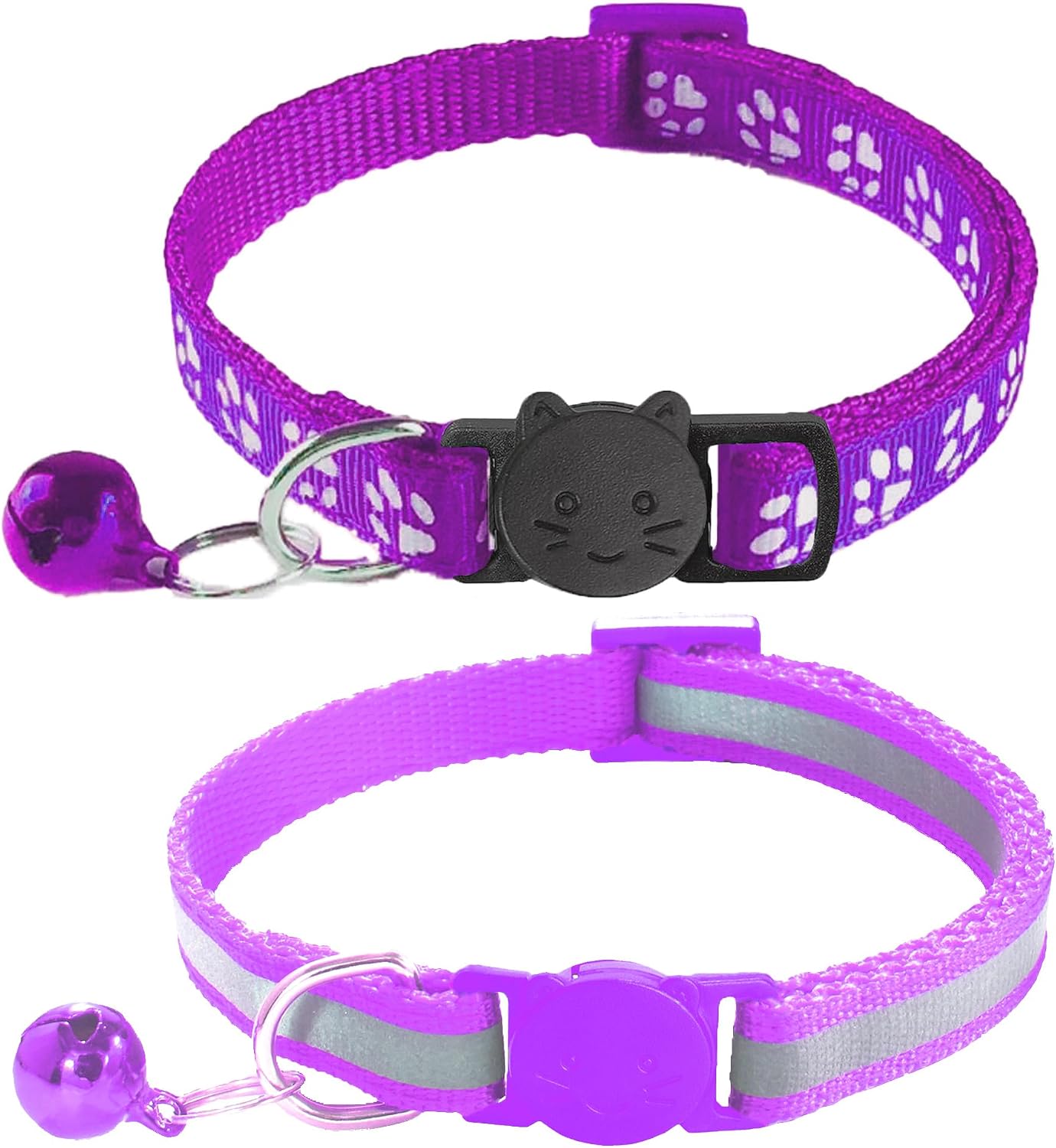 Premium imported safety cat collars pack showing full adjustable length range