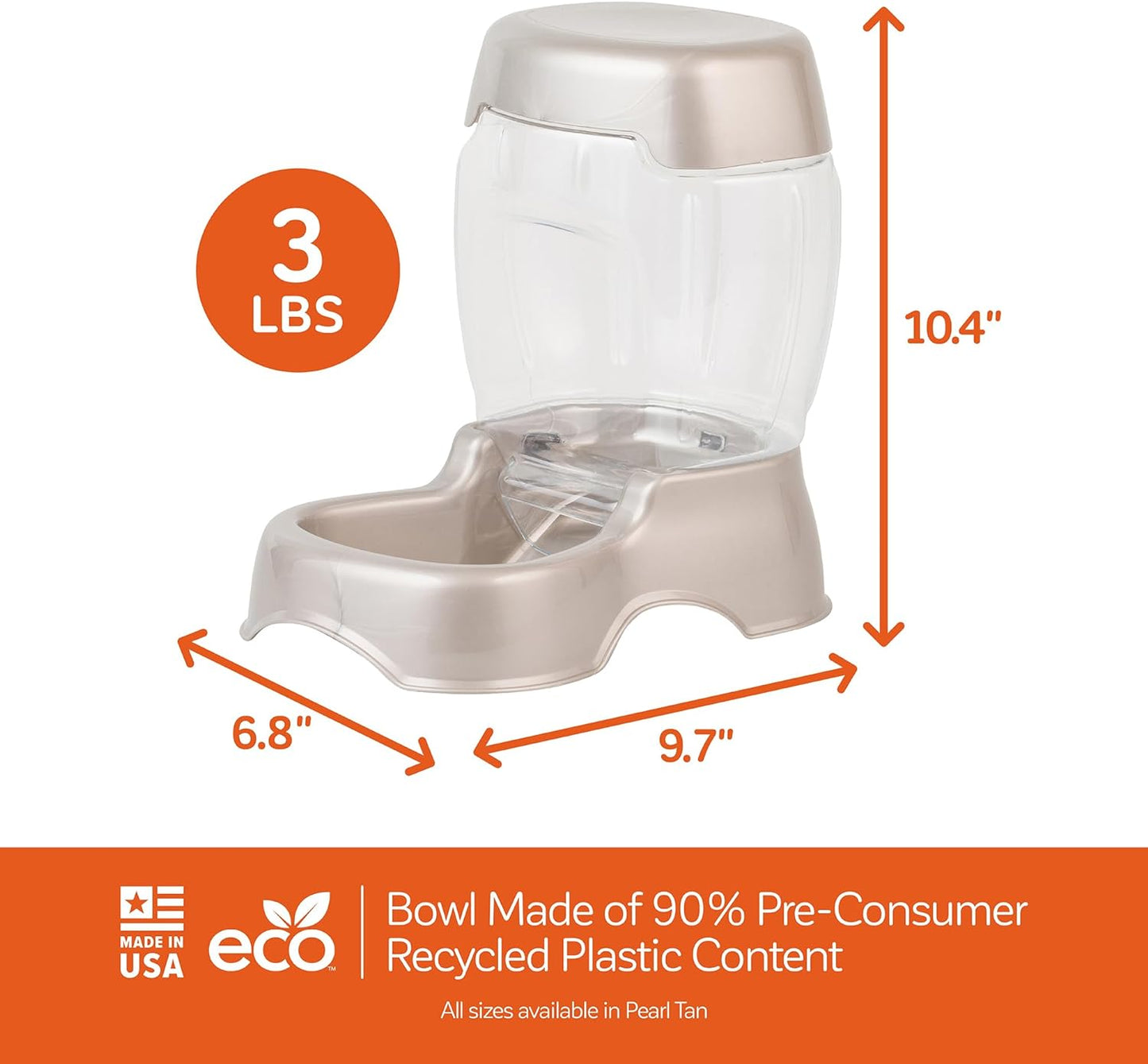 Petmate Pet Cafe Feeder wide-mouth hopper being detached for easy cleaning and refilling