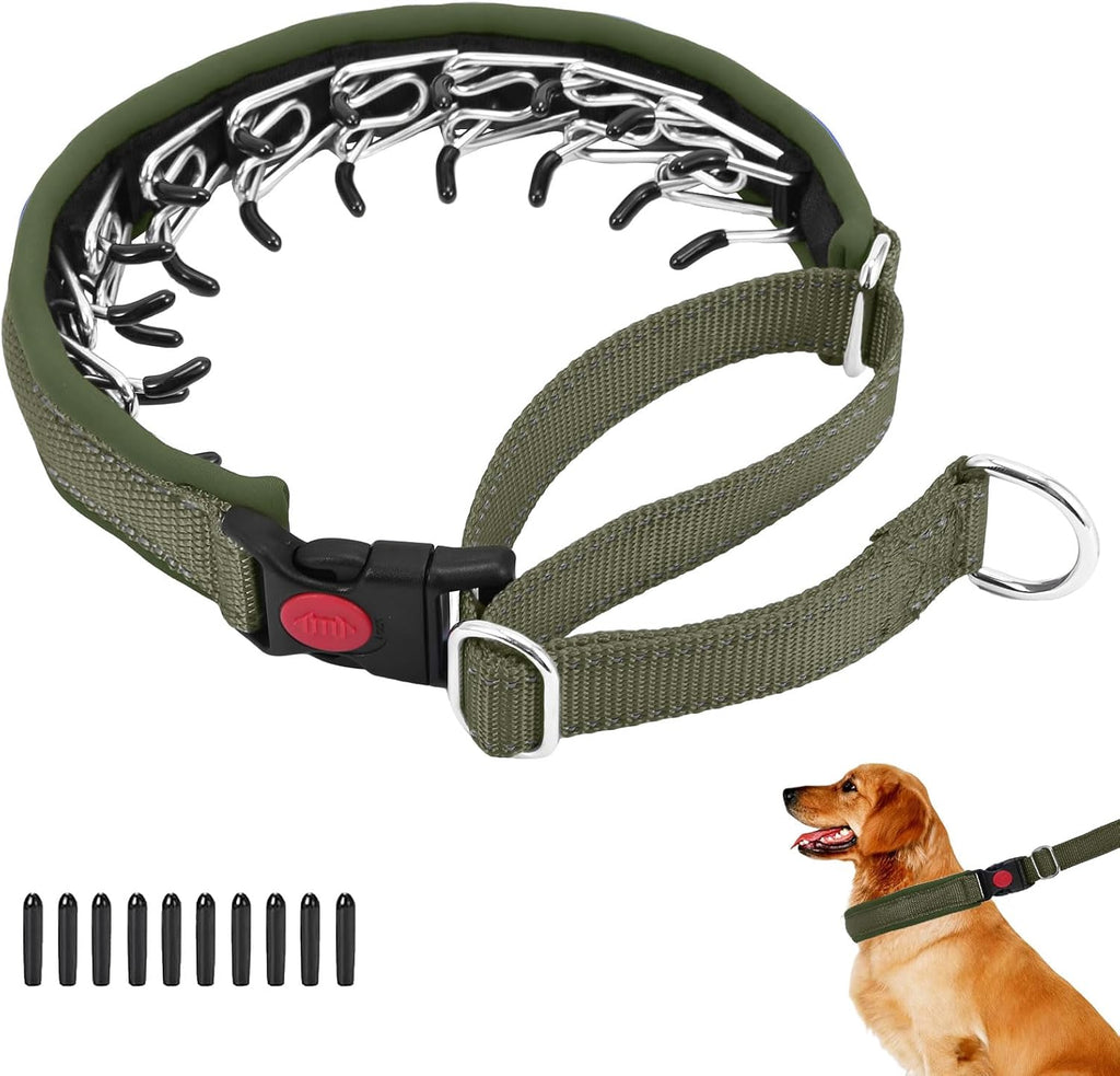 No Pull Martingale Dog Collar for Large Medium Small Dogs, Heavy Duty Nylon Reflective Adjustable Anti Pull Slip Collar with Buckle for Training Walking M Dark Blue - Image 10