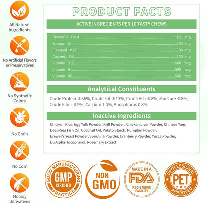 Cat chewing natural krill and chicken flavor health supplement