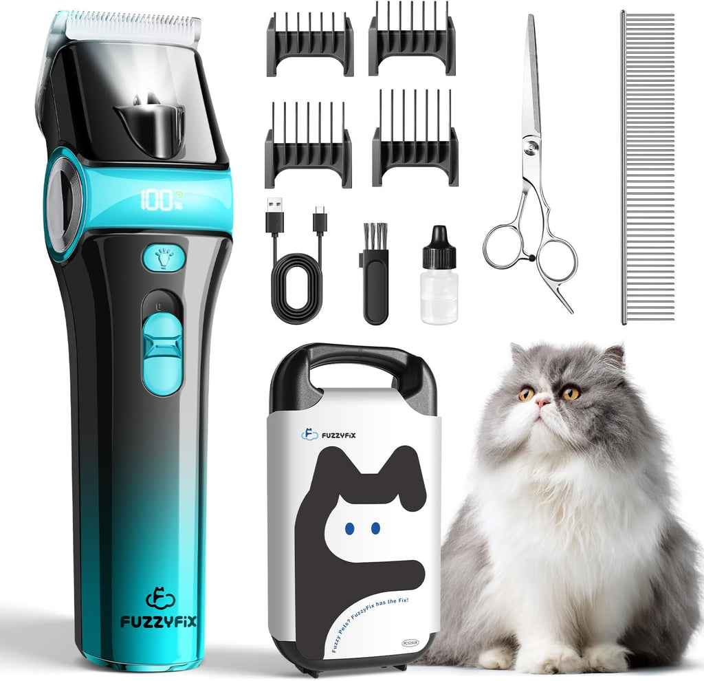 FuzzyFix cat clippers grooming kit with five-in-one blade front view