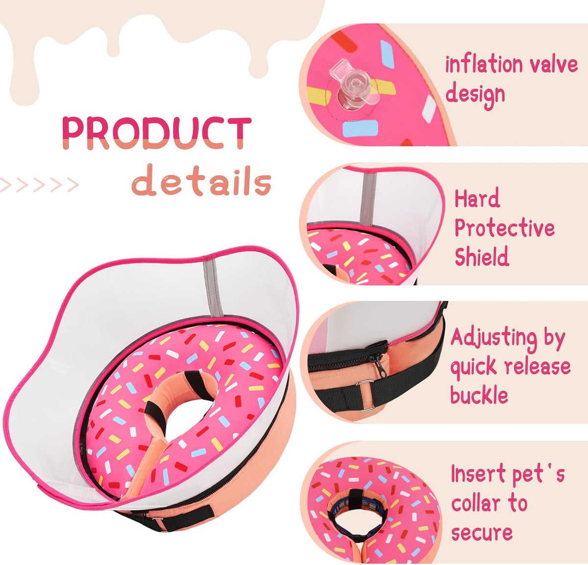 Supet pet neck donut cone side profile on a medium sized dog sleeping