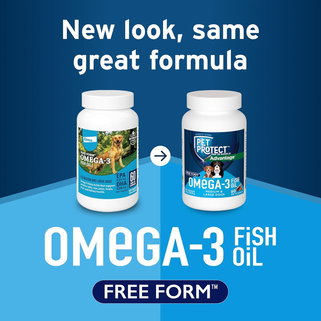 Omega-3 dietary supplement for medium and large dogs ingredients panel view