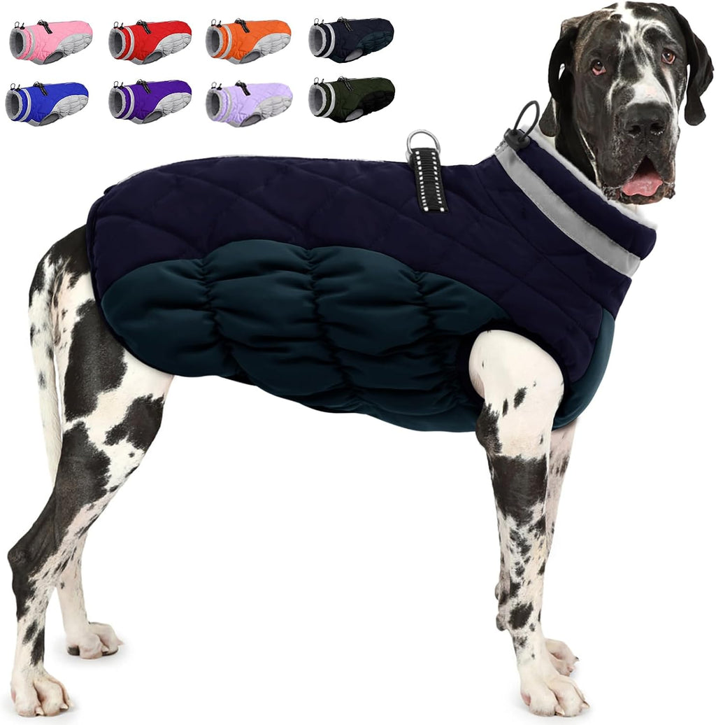 AOFITEE Dog Coat, Warm Dog Winter Coat, Reflective Turtleneck Large Dogs Jacket with Harness Built in, Turtleneck Pet Winter Jacket, Waterproof Pet Snow Jackets Fleece Vest, Pink XL - Image 15