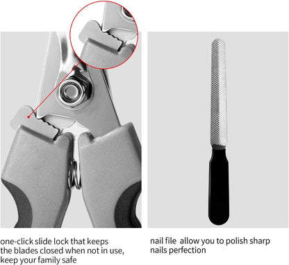 Close up of Tpotato dog nail clipper ergonomic silicone grip handle