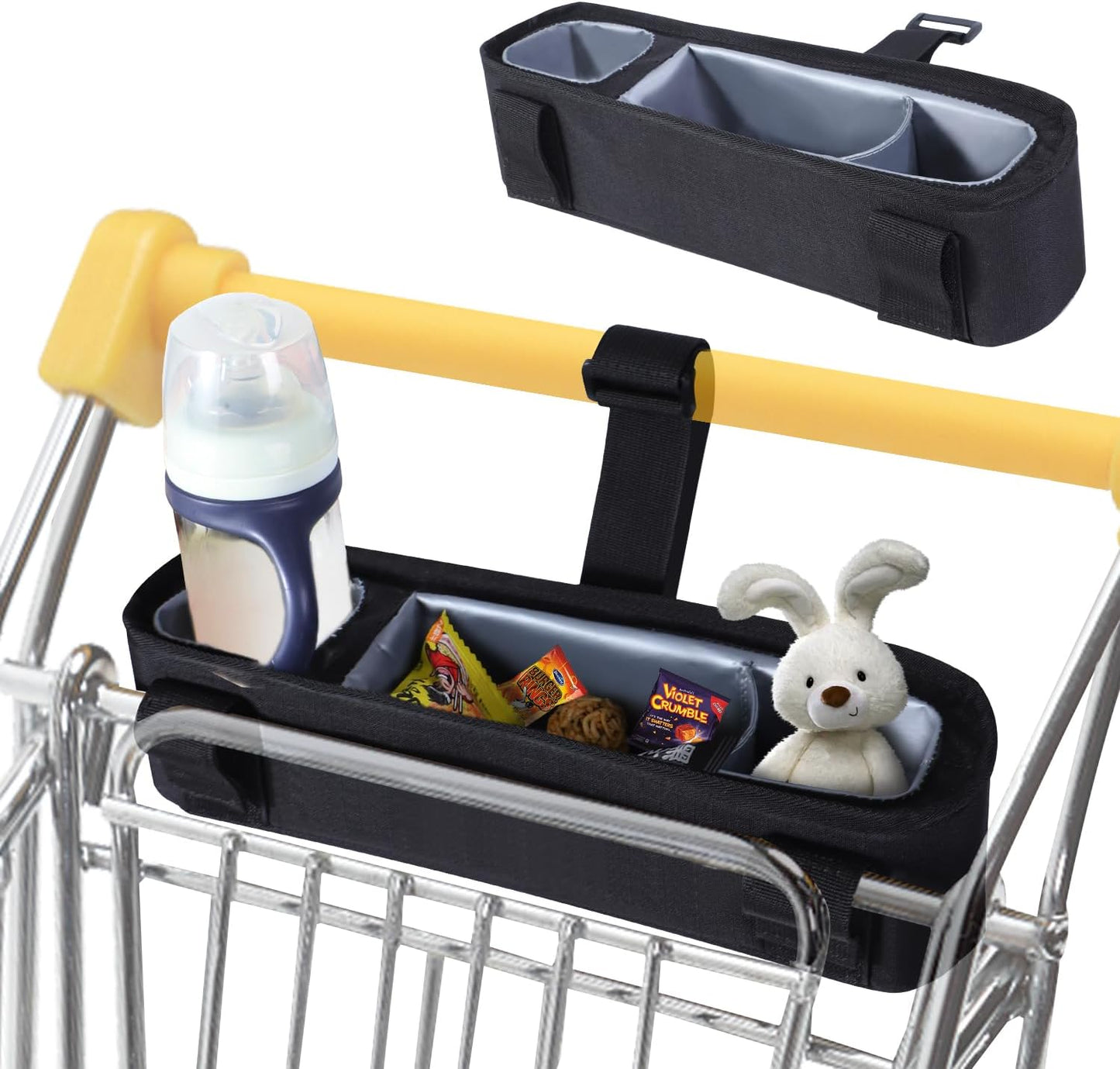 Li & Zhao universal stroller snack tray with cup holder front view