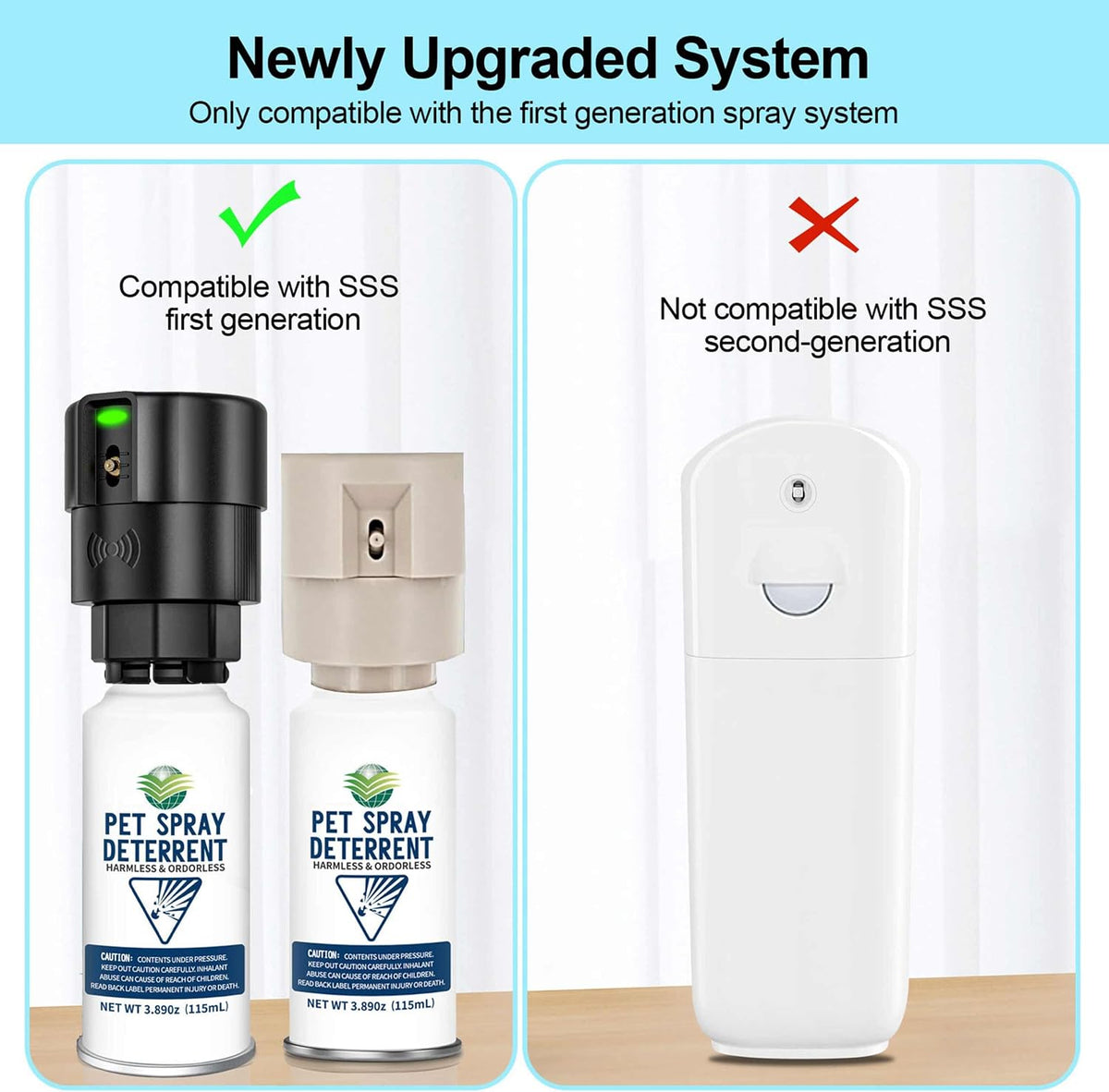 Motion activated pet deterrent device replacement canister for boundary control.