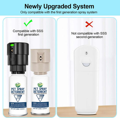 Motion activated pet deterrent device replacement canister for boundary control.