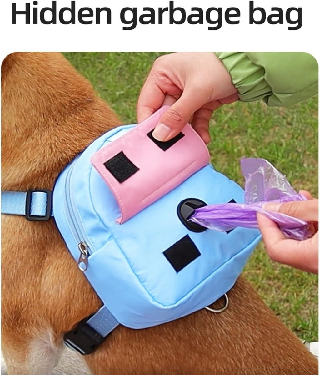 Detail shot of the adjustable plastic buckles and metal D-ring on the puppy travel bag.