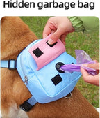 Detail shot of the adjustable plastic buckles and metal D-ring on the puppy travel bag.