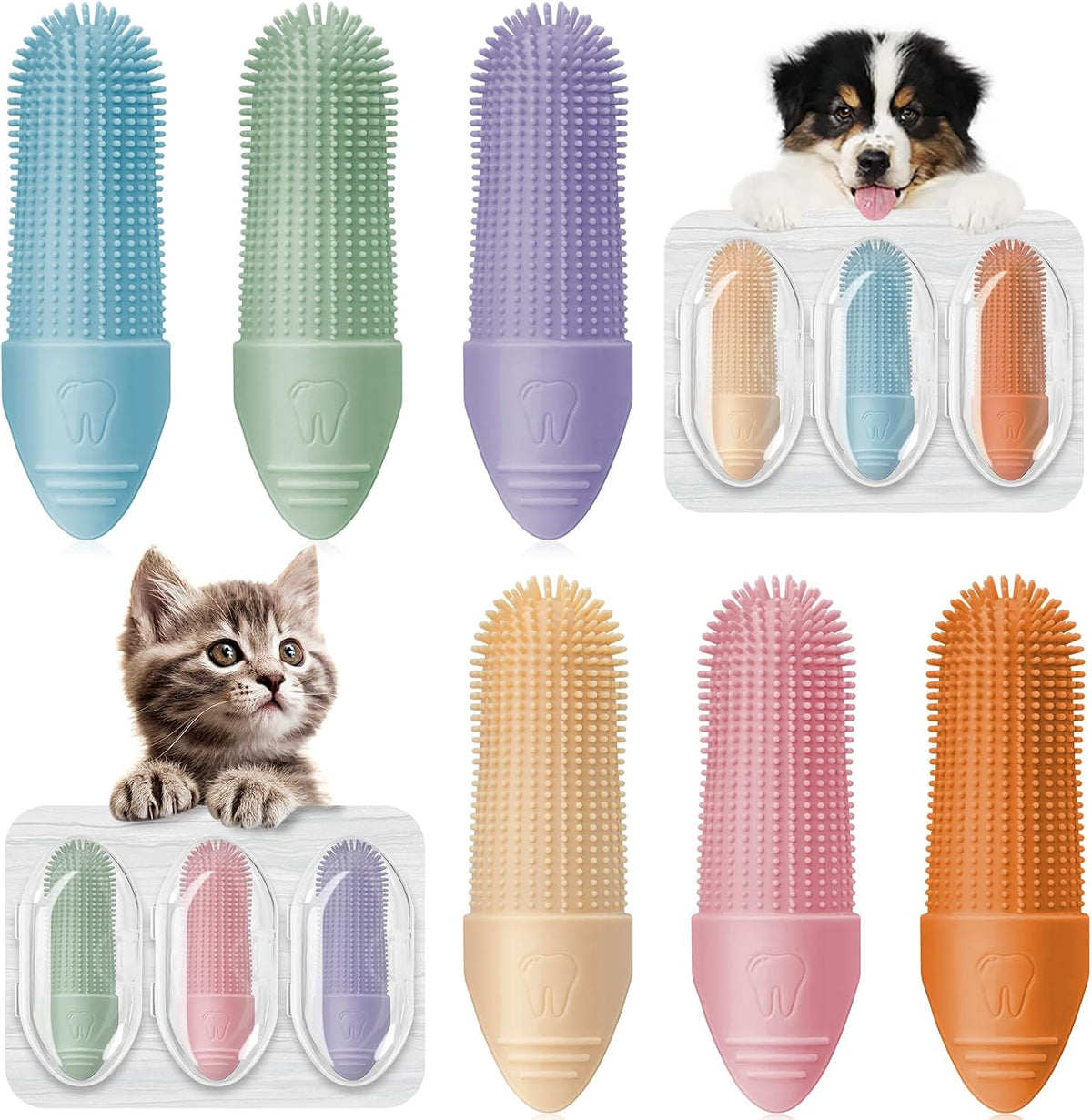 Duckart 4 Pack Dog Toothbrush, 360 degrees Cleaning Finger Brush for Dogs Teeth, Food Grade Silicone Pet Brush Fits Most Fingers, Puppy Toothbrush for Dogs & Cats Dental Care - Image 9