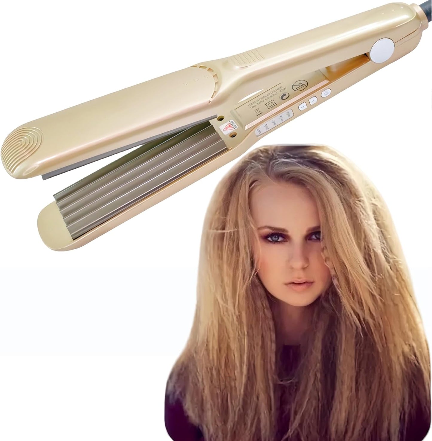 YONAIL Ceramic Hair Crimper front view showcasing the red corrugated styling plates for volumizing hair.
