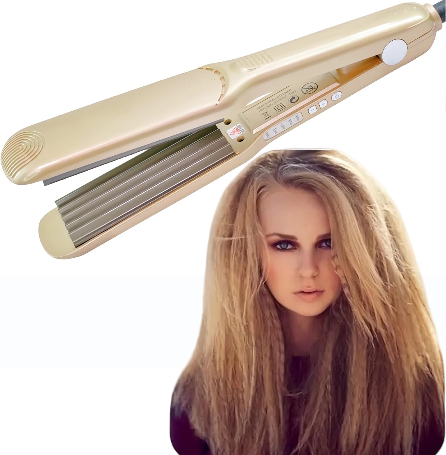 YONAIL Ceramic Hair Crimper front view showcasing the red corrugated styling plates for volumizing hair.