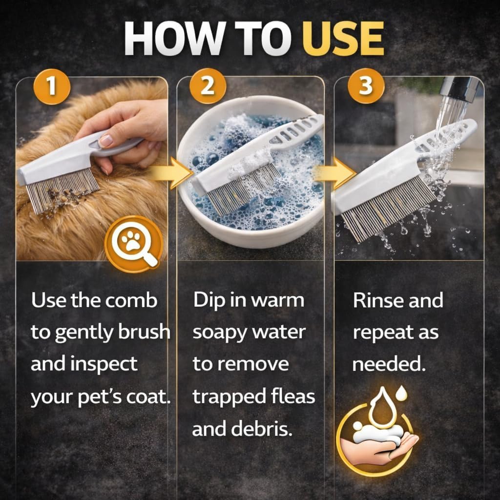 Pet owner using Vayinato comb on dog fur