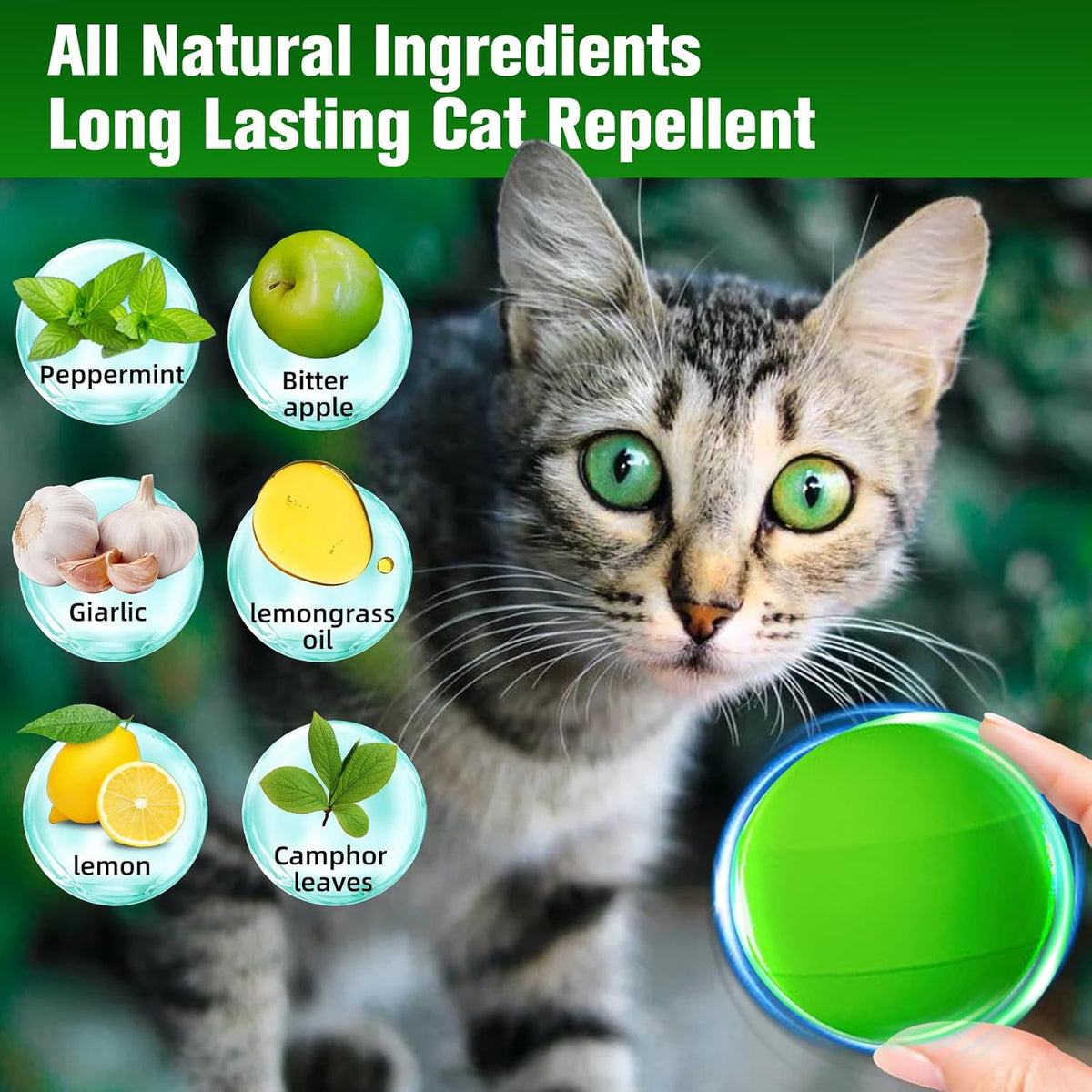 Natural peppermint oil cat deterrent ball in green mesh bag