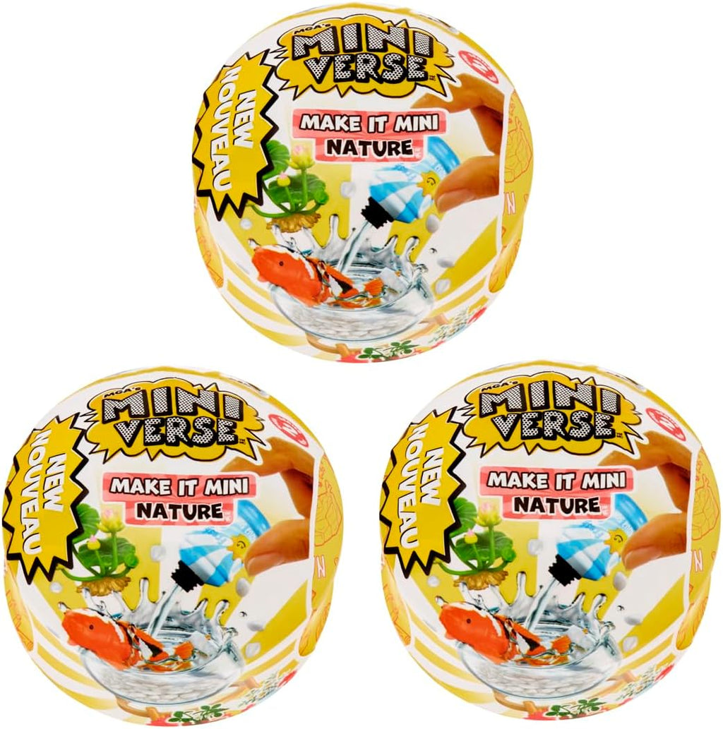 MGA's Miniverse Make It Mini Nature Series Two Three Pack front packaging view showing the surprise blind capsule design.