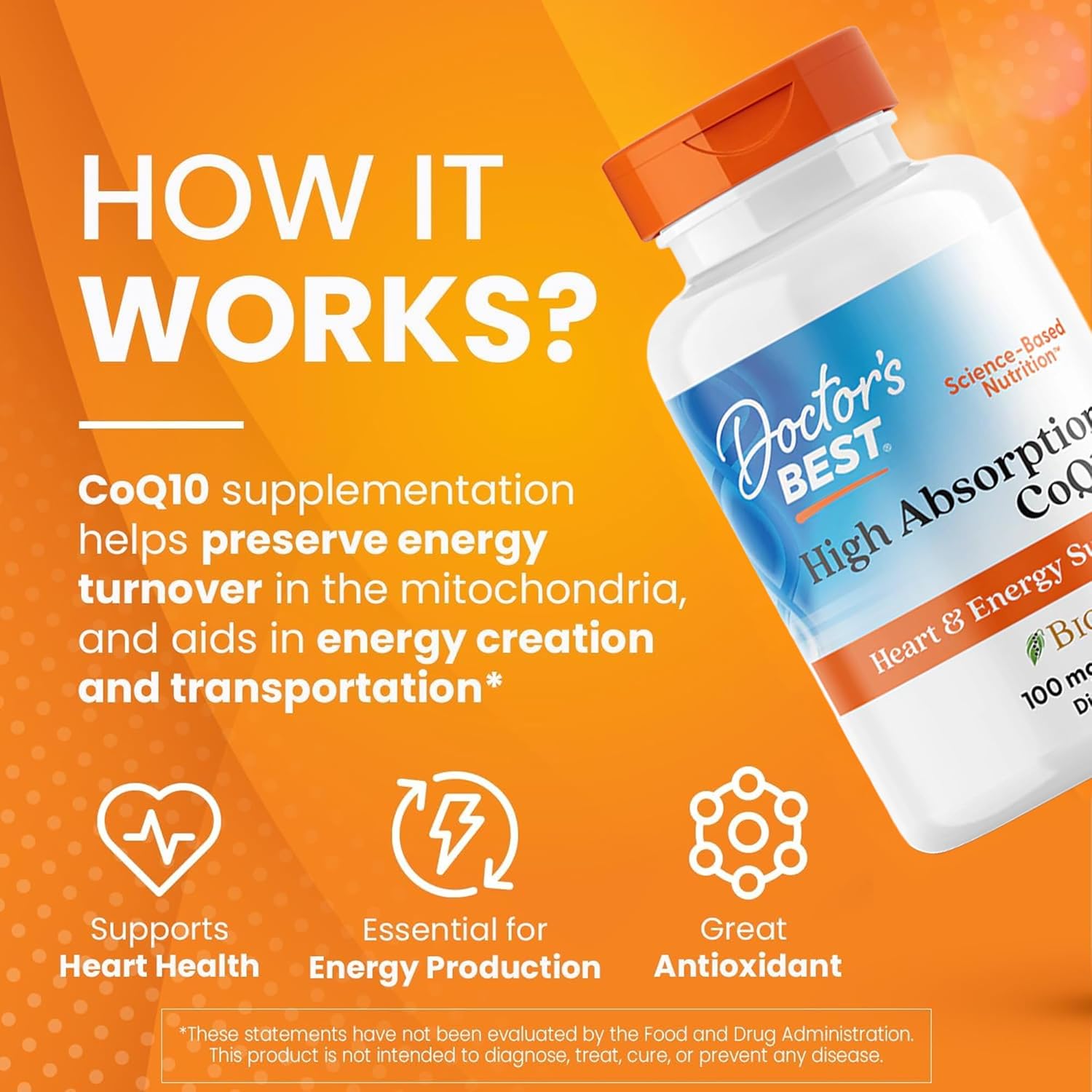 Doctor's Best High Absorption CoQ10 with BioPerine, Gluten Free Naturally Fermented, Heart Health & Energy Production, 100 mg, 60 SoFtgels - Image 3