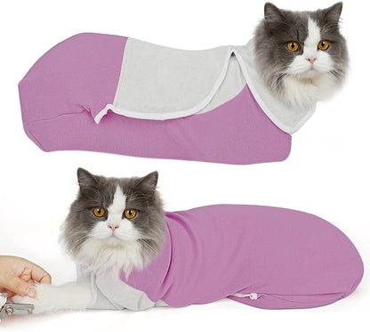 Cat Wrap for Cutting Nails, Self-Adhesive Cat Nail Clipping Restraint Bag, Anti-Scratch Cat Grooming Wrap Swaddle for Meds, SubQ Fluids, Ear Cleaning, Teeth Brushing & Vet Visits,Grey,M - Image 11