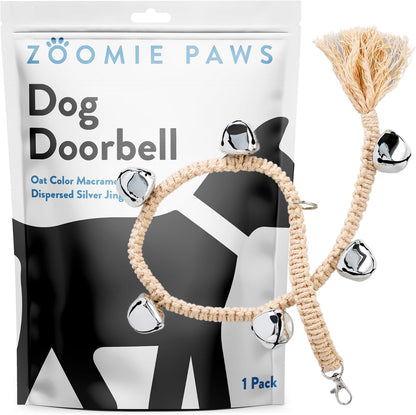 Dog Puppy Training Bell Potty and Outdoor Training Doorbell - Zoomie Paws, Black and White Strap with Bells - Image 10