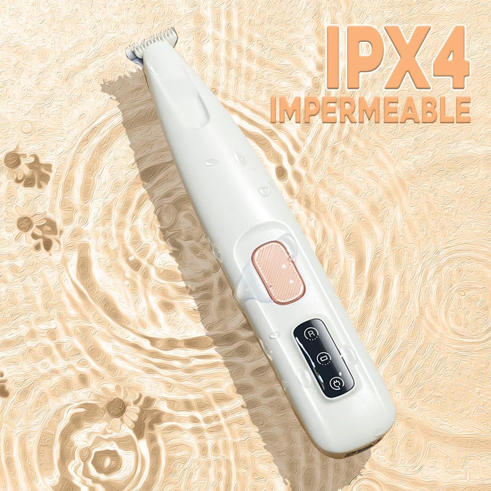 Close up view of the dog paw hair trimmer safely clipping fur between animal toe pads.