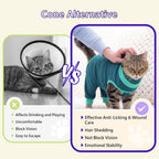 Adjustable neck drawstring detail on cat recovery suit