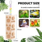 Jons Nty parrot wooden chew toy hanging inside a bird cage setup