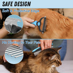 Ergonomic blue handle design of the Docrok professional pet deshedding tool for comfortable grip
