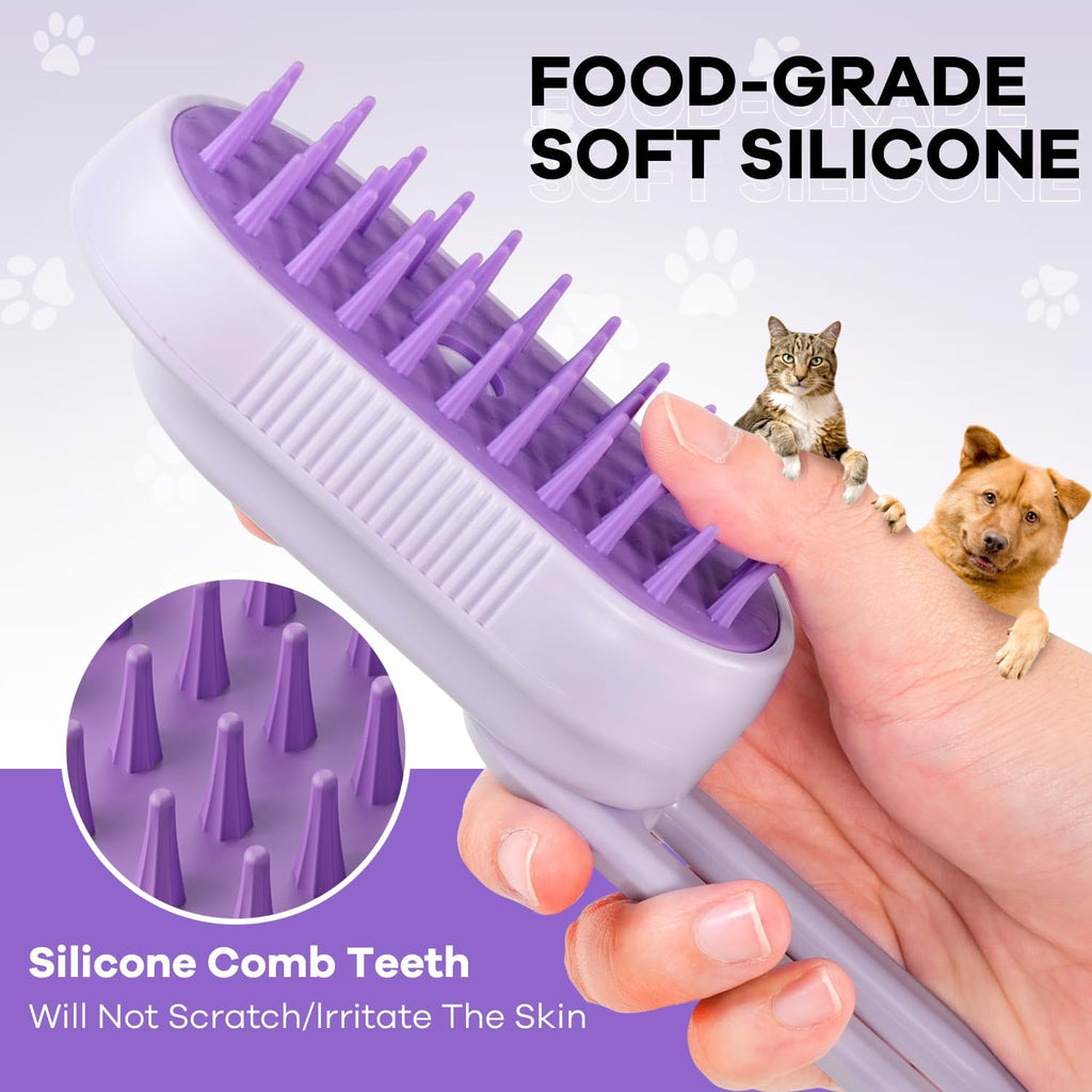 SILVLF 4 in 1 pet grooming comb with the handle folded showing compact storage capability